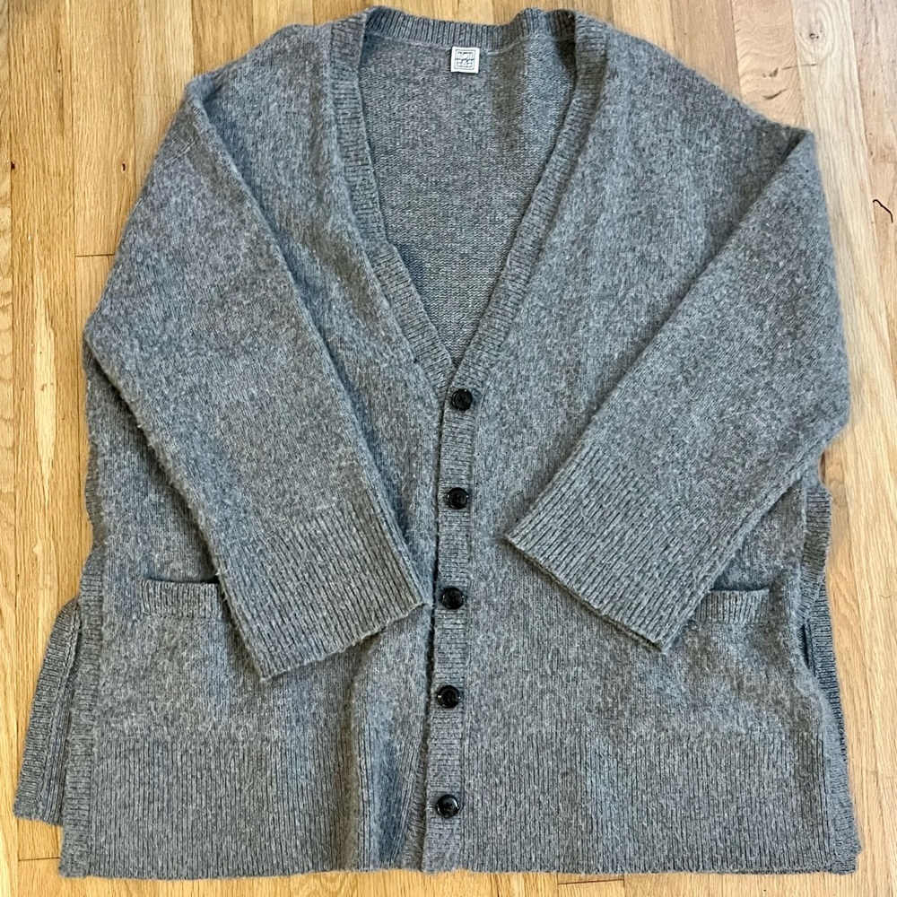 Totême Grey Brushed Wool Cardigan XS